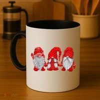 Three Gnomes In Red Costume Christmas Hanging With Gnomes TShirt Coffee Mug thumb 4
