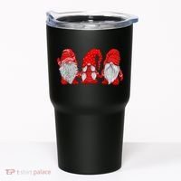 Three Gnomes In Red Costume Christmas Hanging With Gnomes TShirt Tumbler thumb 0