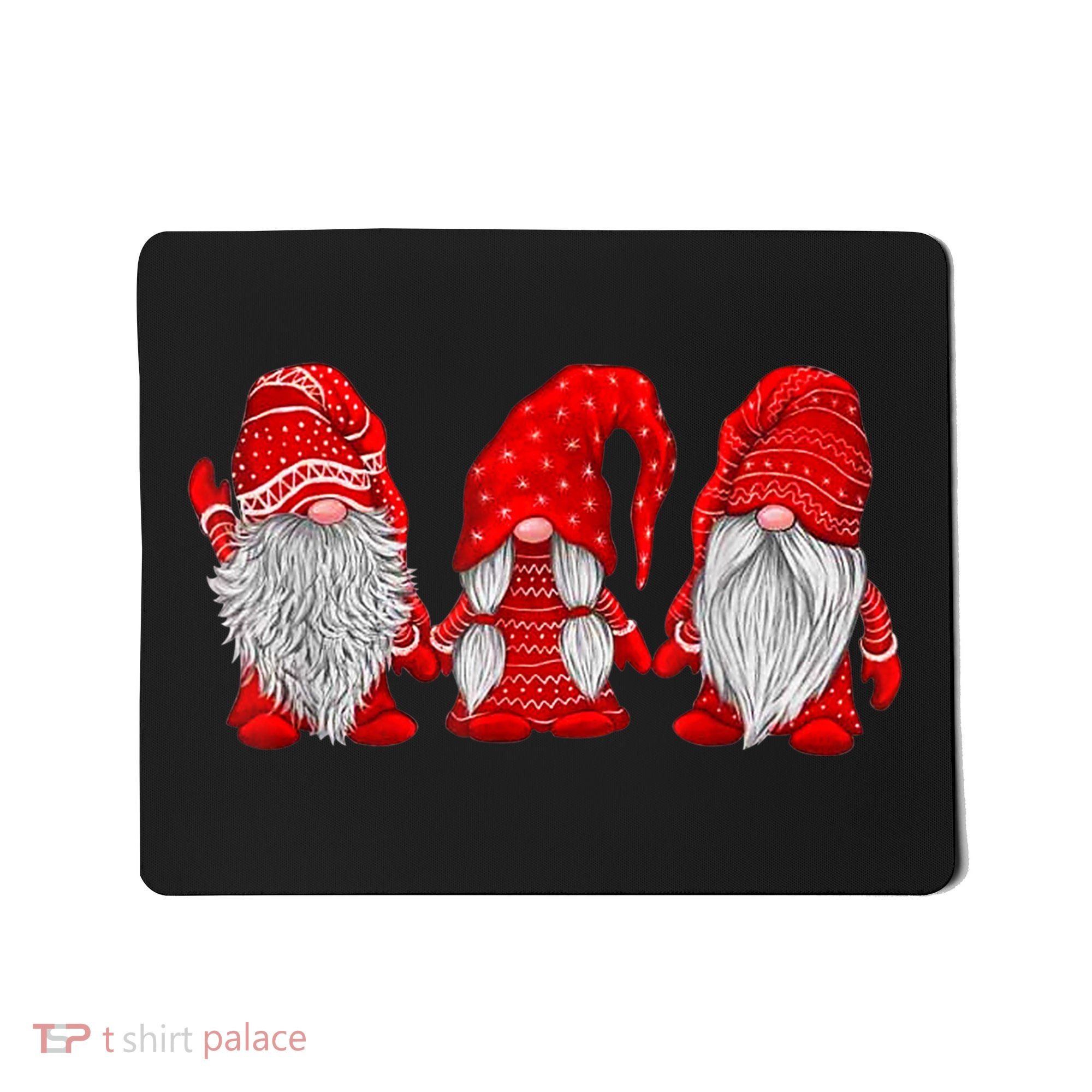 Three Gnomes In Red Costume Christmas Hanging With Gnomes TShirt Mousepad