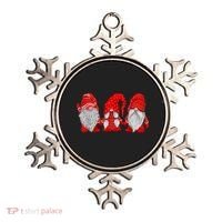 Three Gnomes In Red Costume Christmas Hanging With Gnomes TShirt Ornament thumb 0
