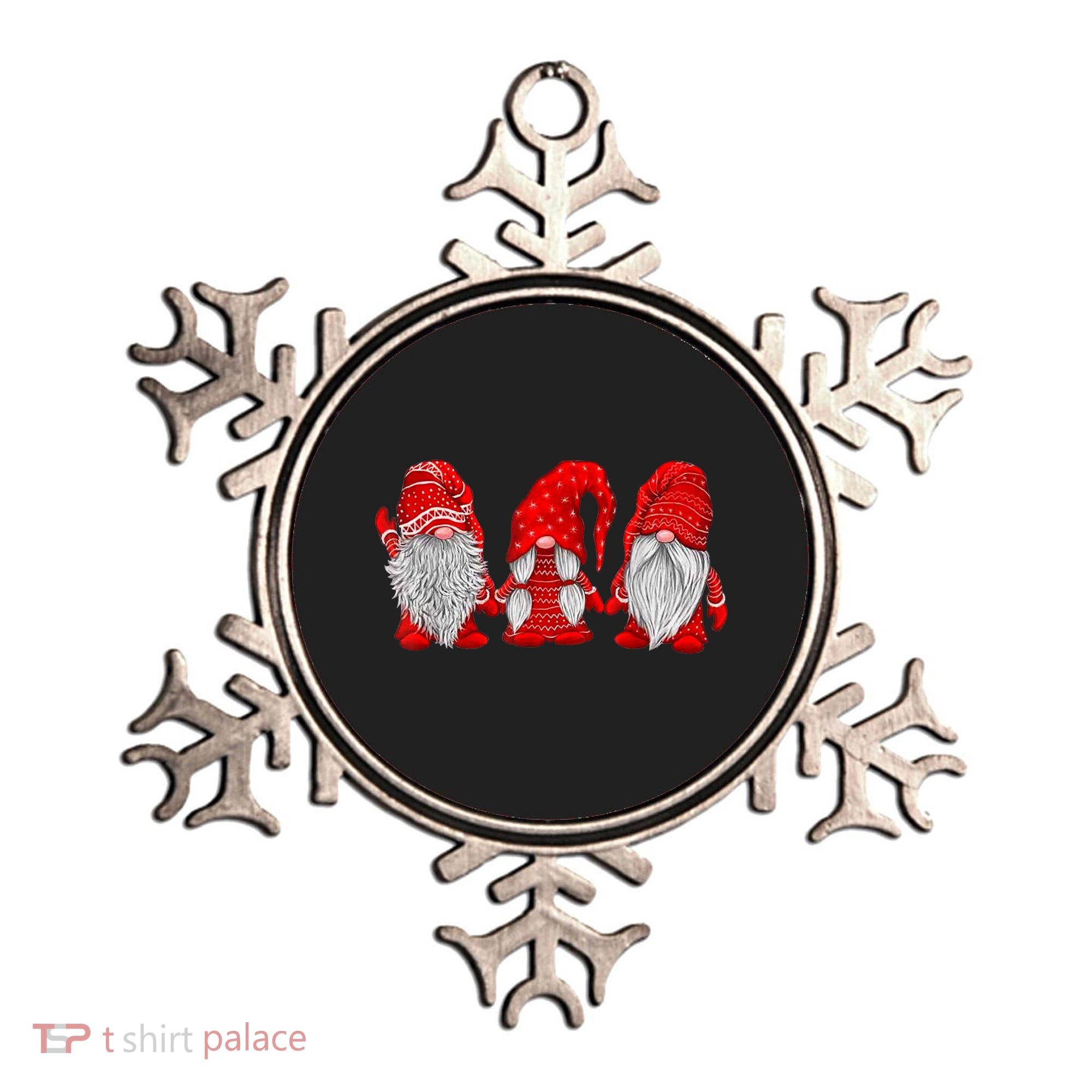 Three Gnomes In Red Costume Christmas Hanging With Gnomes TShirt Ornament