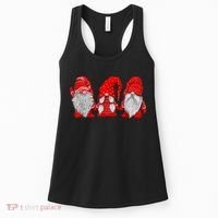 Three Gnomes In Red Costume Christmas Hanging With Gnomes TShirt Women's Tank Top thumb 0
