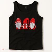 Three Gnomes In Red Costume Christmas Hanging With Gnomes TShirt Tank Top thumb 2