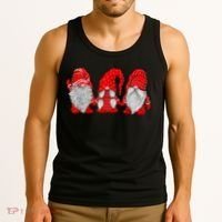 Three Gnomes In Red Costume Christmas Hanging With Gnomes TShirt Tank Top thumb 3