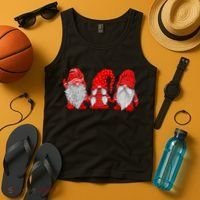 Three Gnomes In Red Costume Christmas Hanging With Gnomes TShirt Tank Top thumb 4