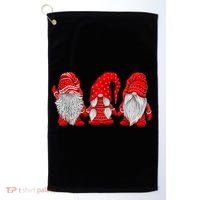 Three Gnomes In Red Costume Christmas Hanging With Gnomes TShirt Golf Towel thumb 0