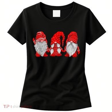 Three Gnomes In Red Costume Christmas Hanging With Gnomes TShirt Women's T-Shirt