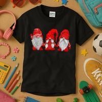 Three Gnomes In Red Costume Christmas Hanging With Gnomes TShirt Kids T-Shirt thumb 3