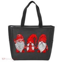 Three Gnomes In Red Costume Christmas Hanging With Gnomes TShirt Tote Bag thumb 0