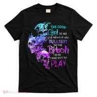 The Good In Me Got Tired Of The Bullshit SKull Rose T-Shirt thumb 0