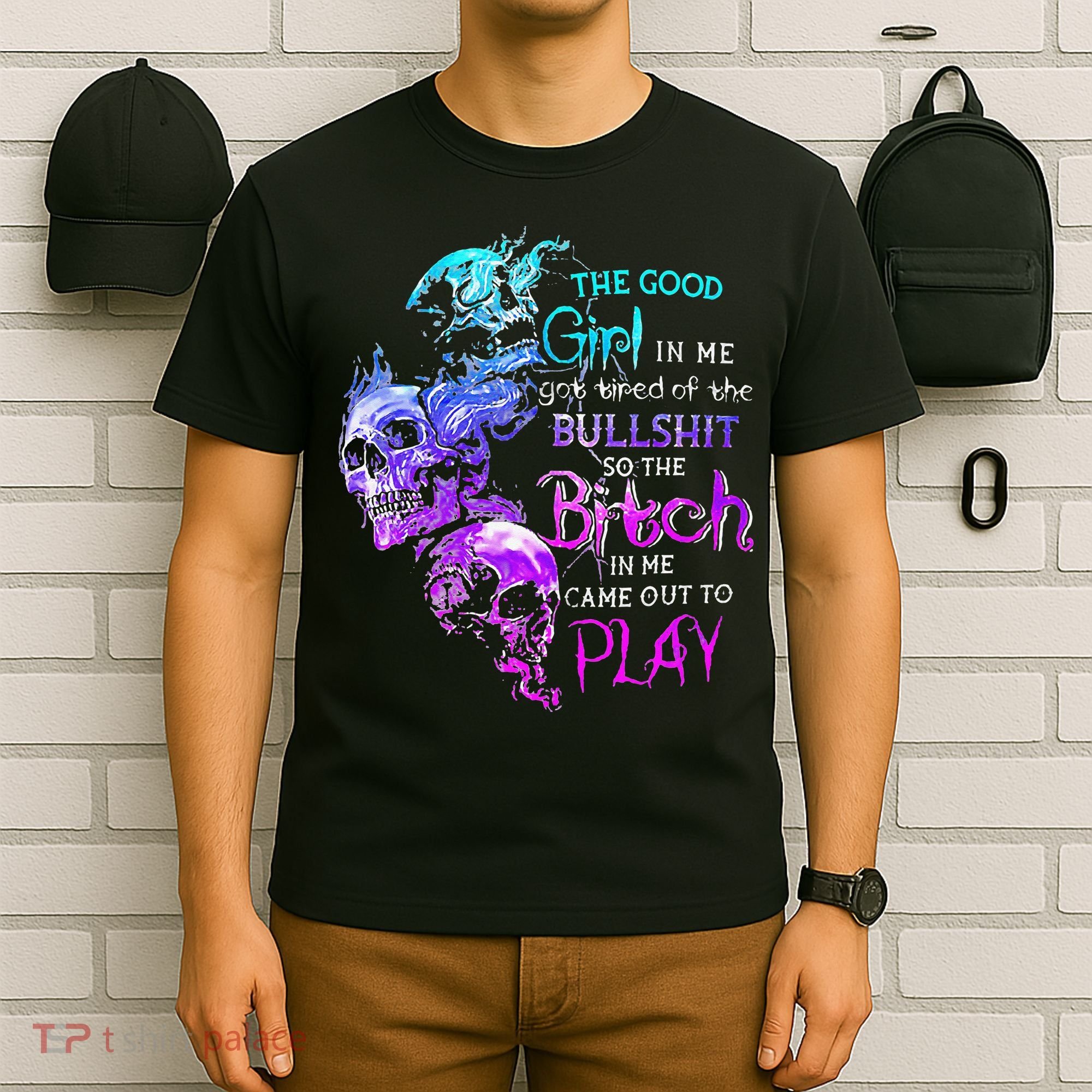 The Good In Me Got Tired Of The Bullshit SKull Rose T-Shirt