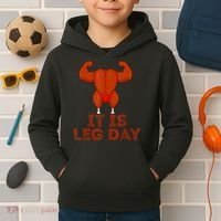Thanksgiving Gym It's Leg Day Turkey Kids Hoodie thumb 2