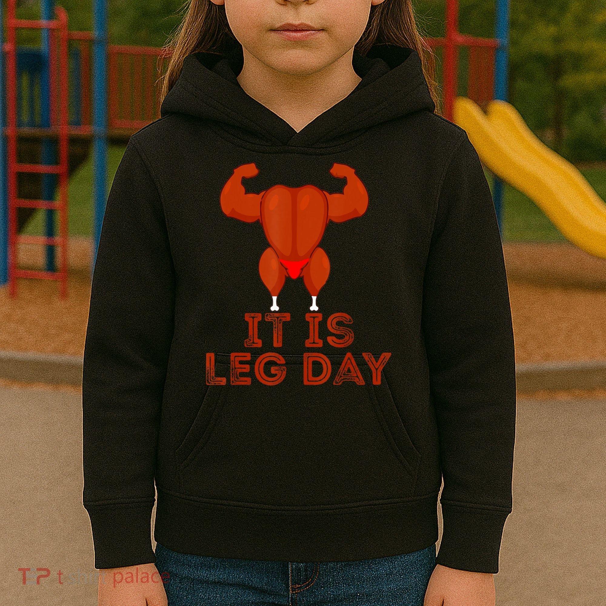 Thanksgiving Gym It's Leg Day Turkey Kids Hoodie
