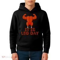 Thanksgiving Gym It's Leg Day Turkey Kids Hoodie thumb 4