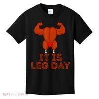 Thanksgiving Gym It's Leg Day Turkey Kids T-Shirt thumb 0