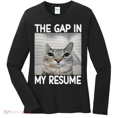 The Gap In My Resume Funny Cat Dank Meme Women's Long Sleeve Shirt