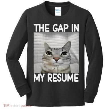 The Gap In My Resume Funny Cat Dank Meme Kids Long Sleeve Shirt