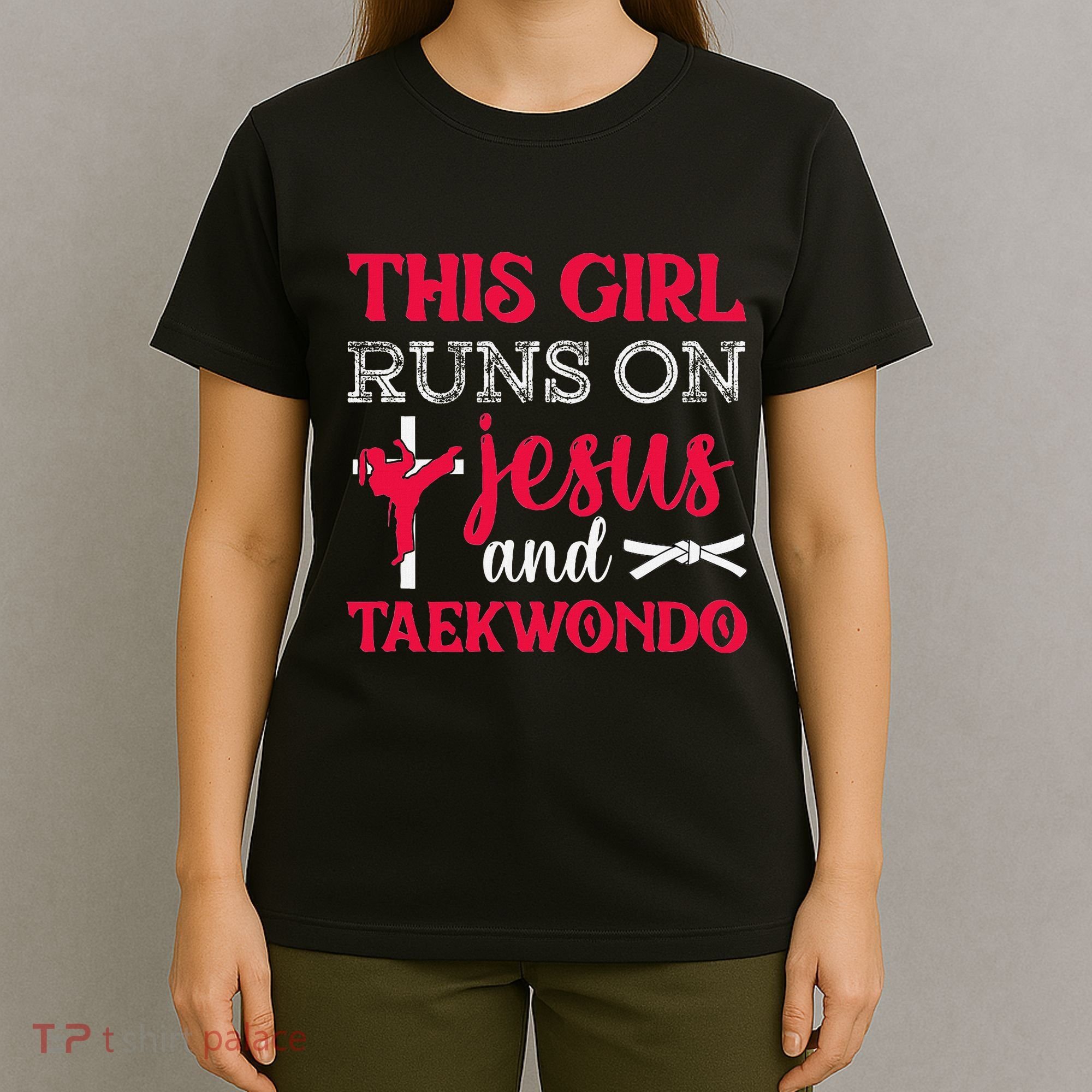 This Girl Jesus Taekwondo Woman Religion Karate T-Shirt