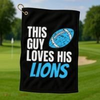 This Guy Loves His Lions Golf Towel thumb 1