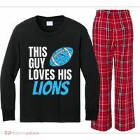 This Guy Loves His Lions Kids Long Sleeve Plaid Pajama Set thumb 0
