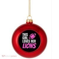 This Girl Loves Her Lions Plastic Christmas Ball Ornament thumb 0