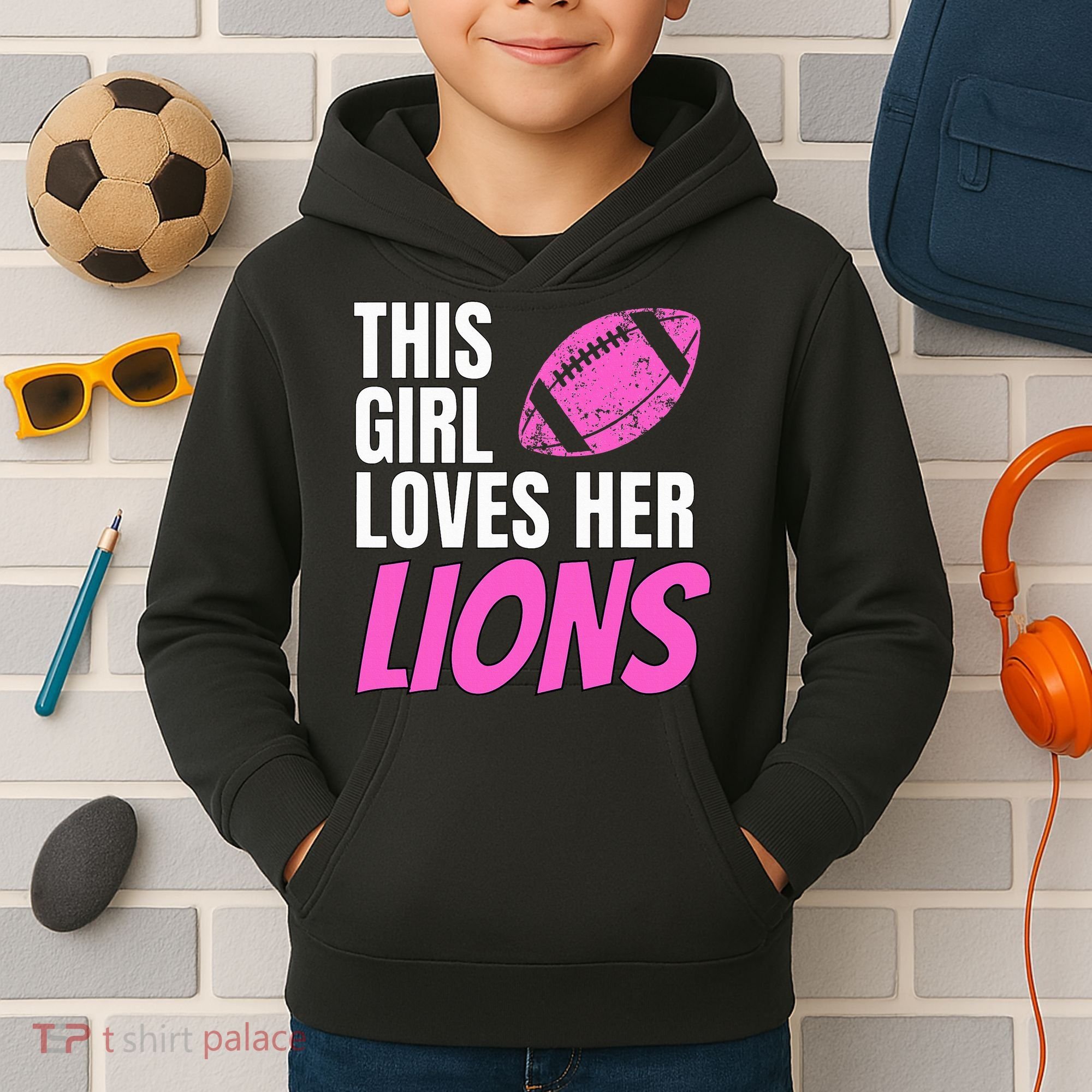 This Girl Loves Her Lions Kids Hoodie