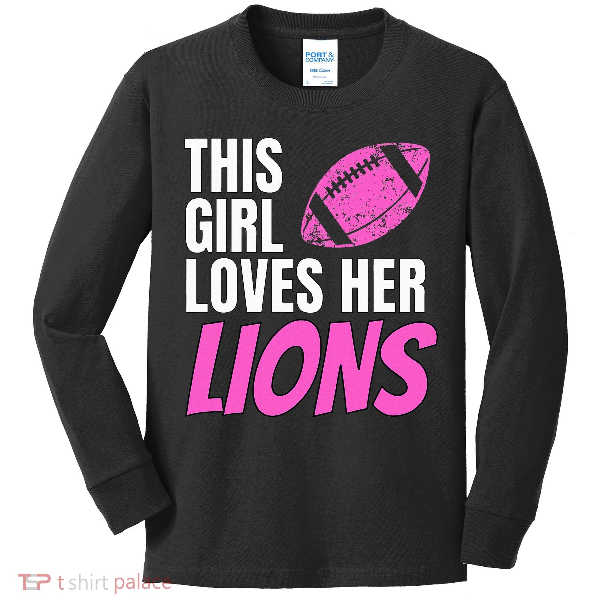 This Girl Loves Her Lions Kids Long Sleeve Shirt