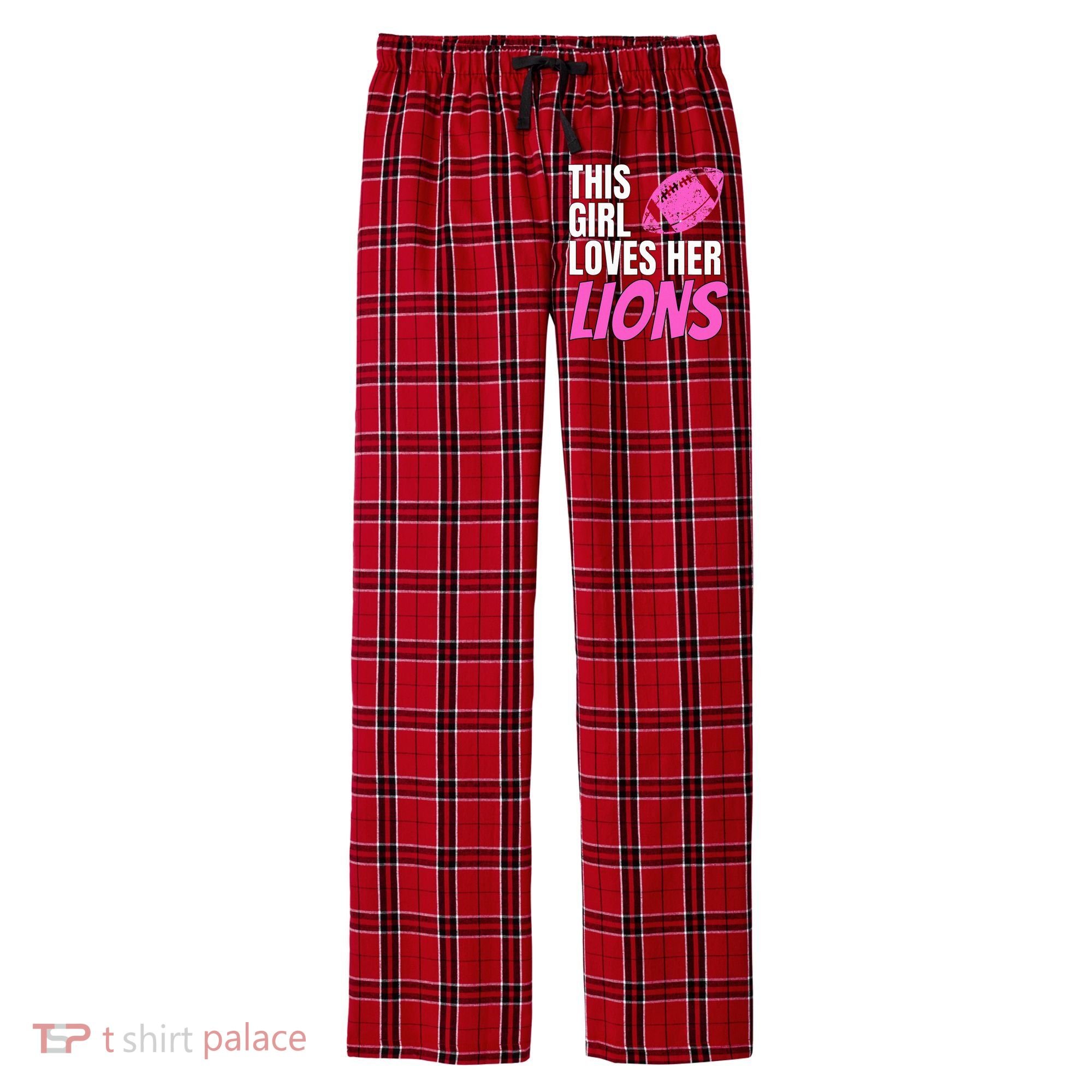 This Girl Loves Her Lions Men's Flannel Plaid Pajama Pants