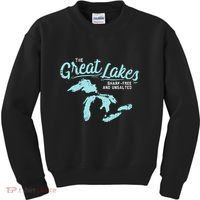 The Great Lakes Shark Free & Unsalted Summer Vacation Kids Sweatshirt thumb 0