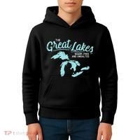The Great Lakes Shark Free & Unsalted Summer Vacation Kids Hoodie thumb 4