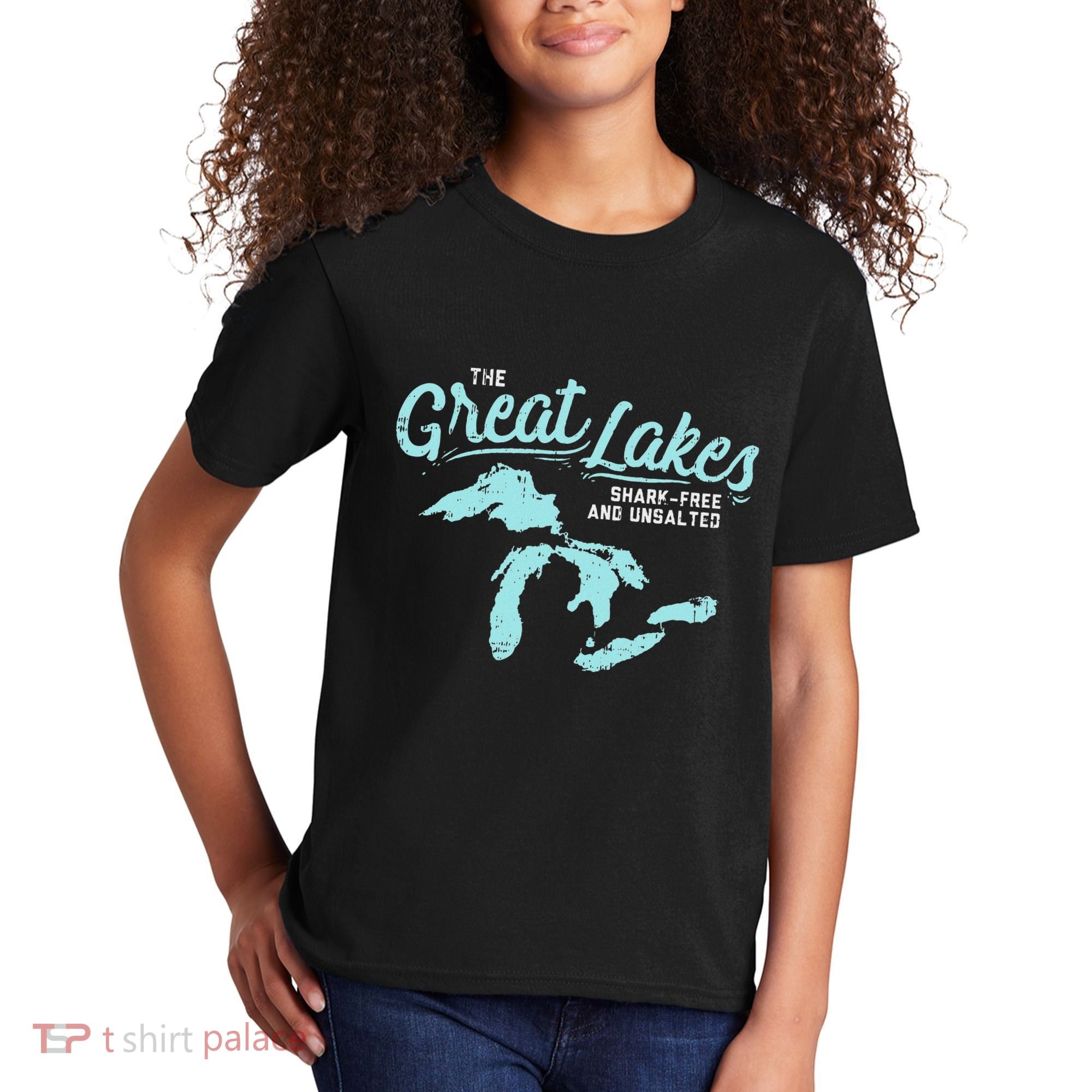 The Great Lakes Shark Free & Unsalted Summer Vacation Kids T-Shirt
