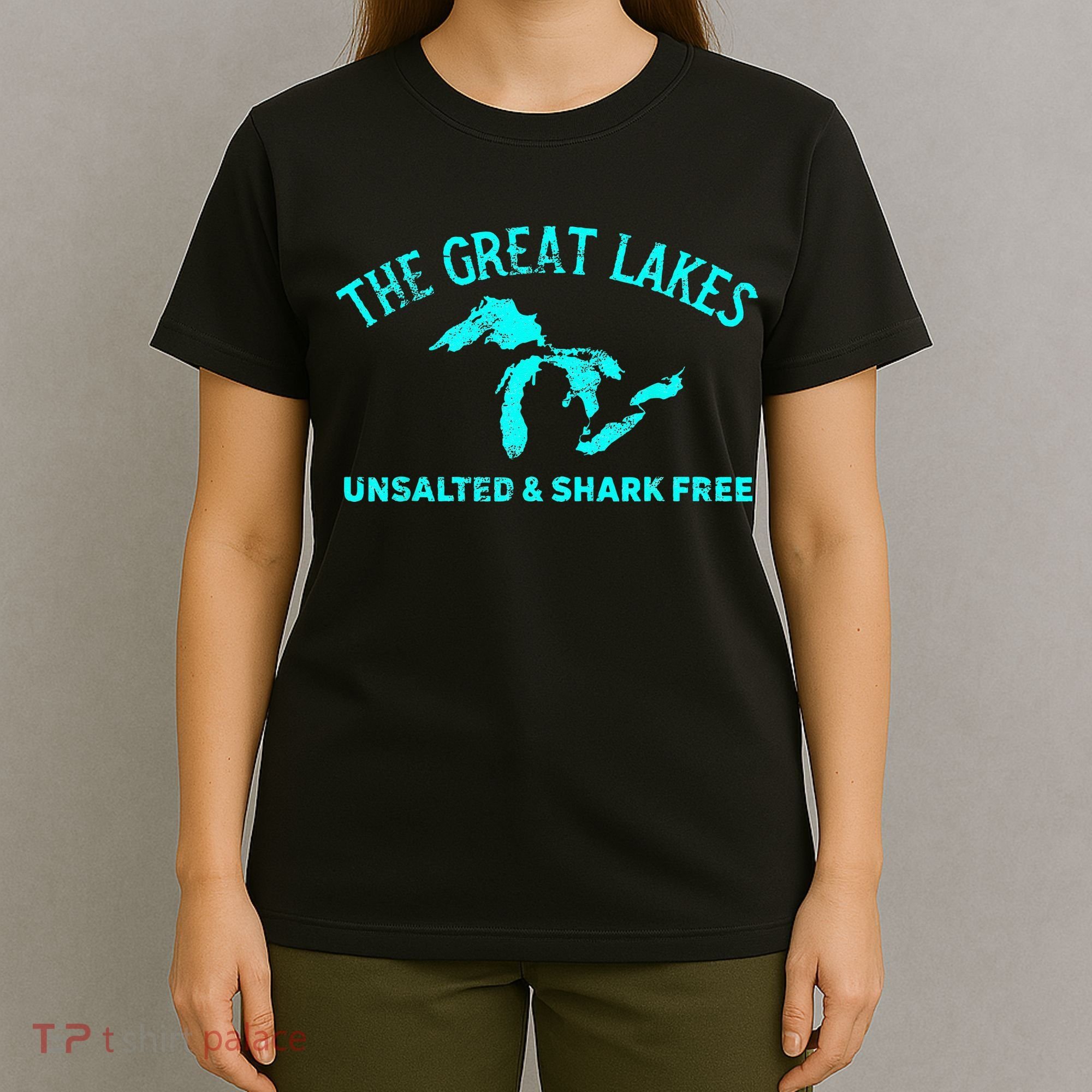 The Great Lakes Unsalted & Shark Free Michigan Gift Vintage T-Shirt