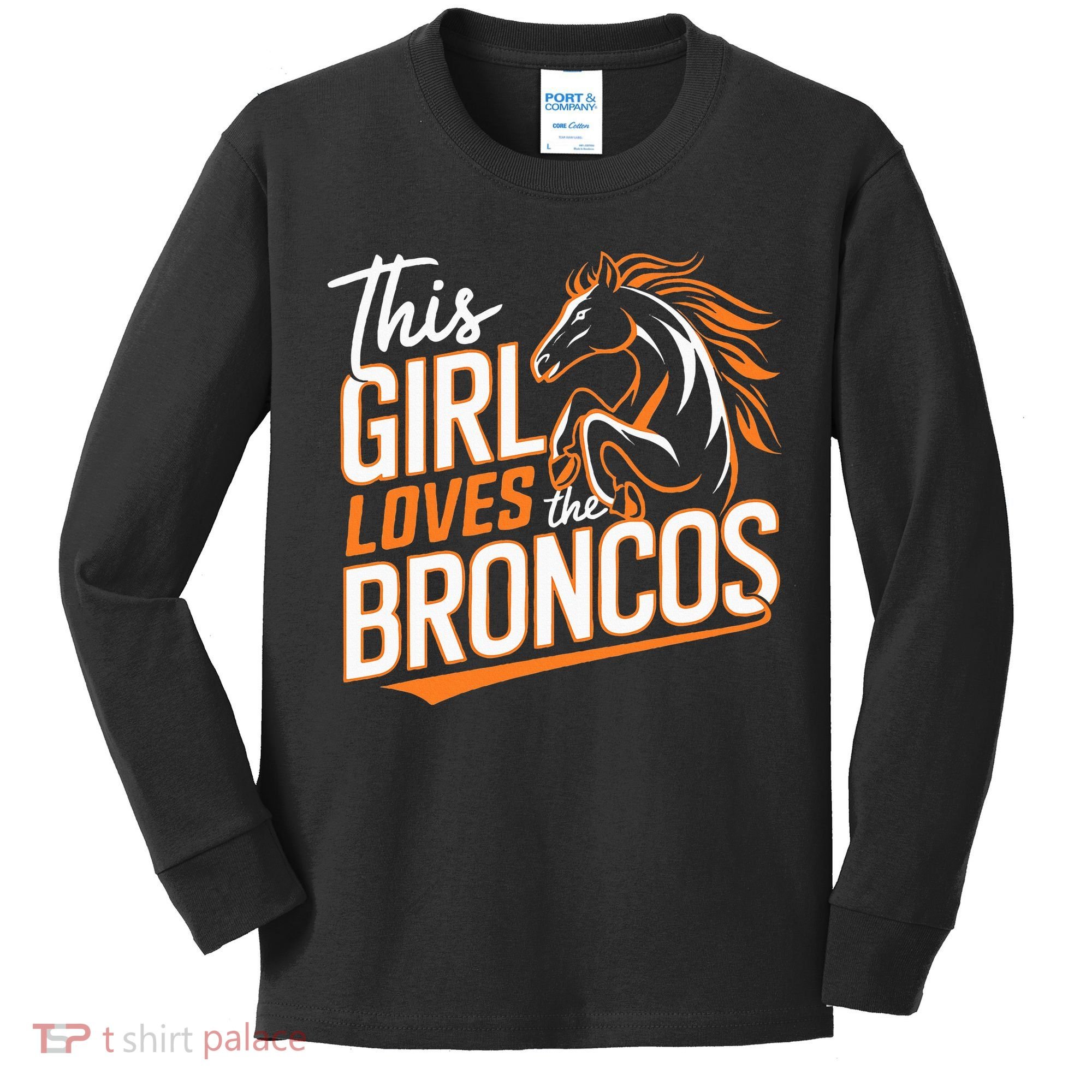 This Girl Loves The Broncos Kids Long Sleeve Shirt
