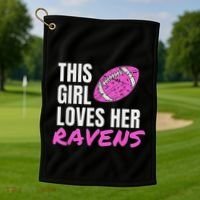 This Girl Loves Her Raven Golf Towel thumb 1