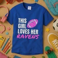 This Girl Loves Her Raven Kids T-Shirt thumb 3