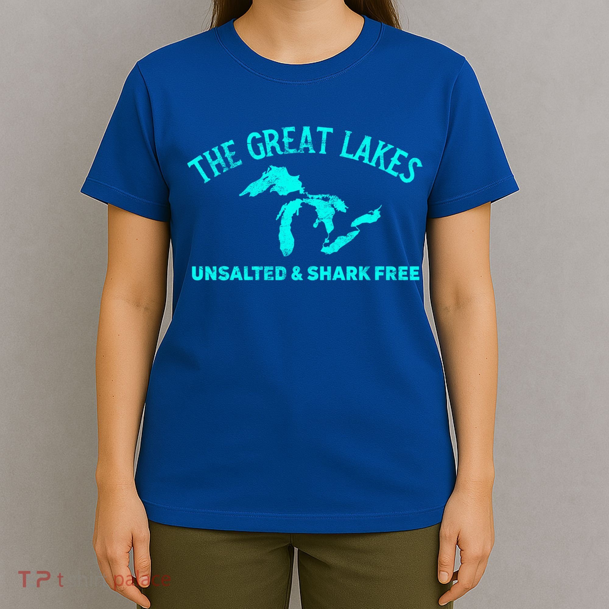 The Great Lakes Unsalted And Shark Free Michigan Gift Vintage Gift T-Shirt