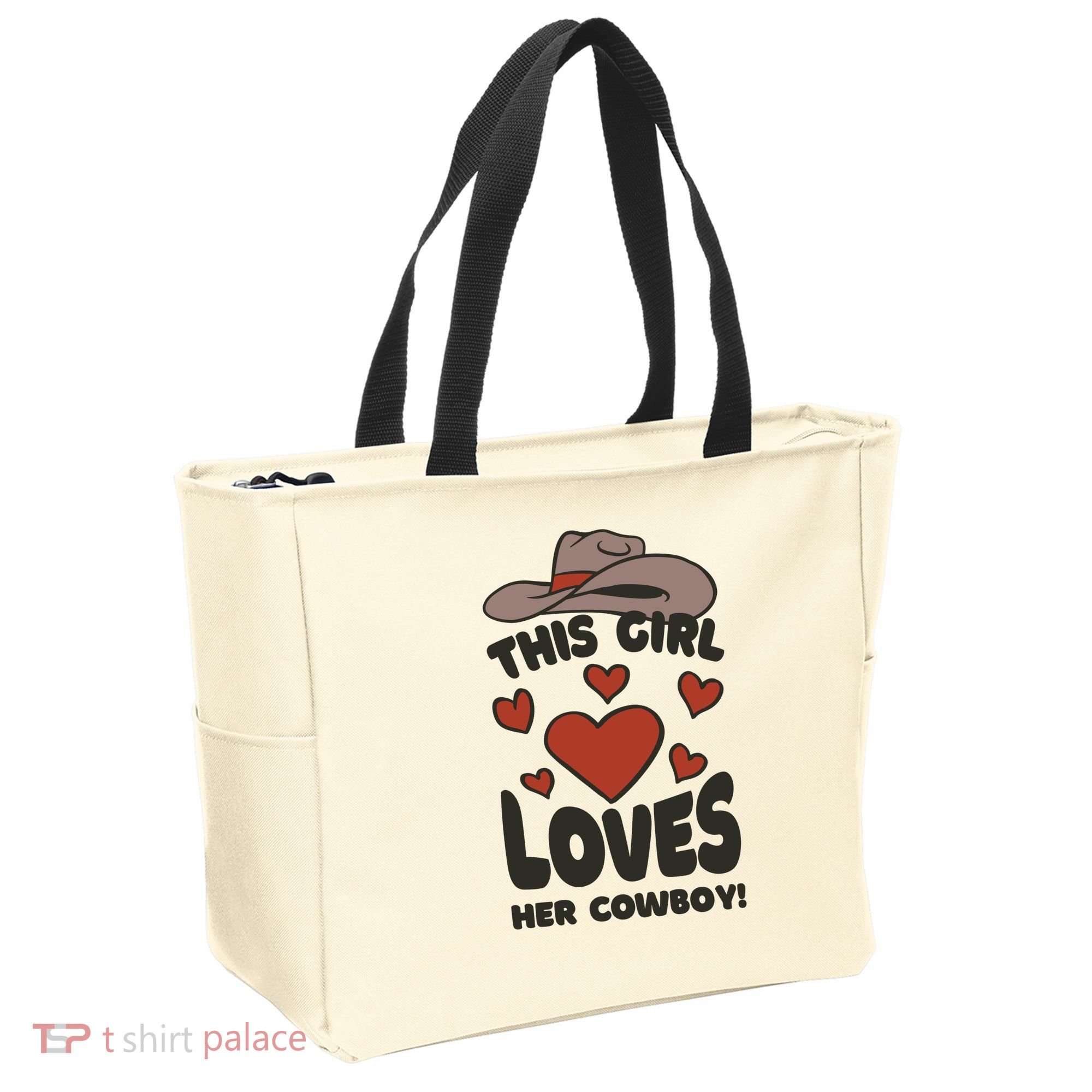 This Girl Loves Her Cowboy Cute Girlfriend Tote Bag