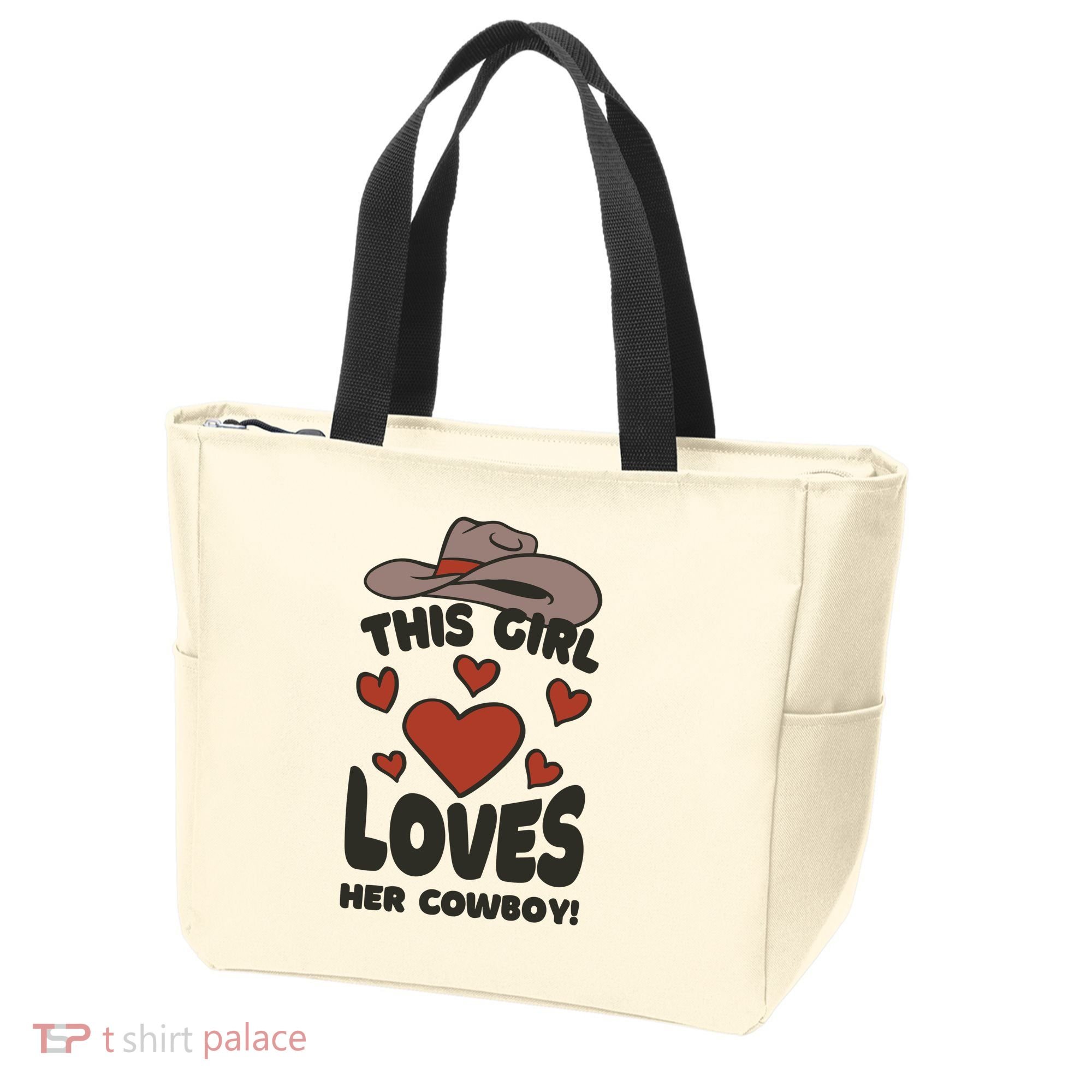 This Girl Loves Her Cowboy Cute Girlfriend Tote Bag
