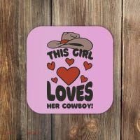 This Girl Loves Her Cowboy Cute Girlfriend Coaster thumb 0