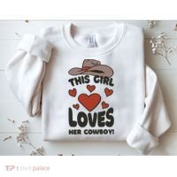 This Girl Loves Her Cowboy Cute Girlfriend Sweatshirt thumb 2