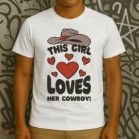 This Girl Loves Her Cowboy Cute Girlfriend T-Shirt thumb 3