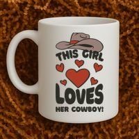 This Girl Loves Her Cowboy Cute Girlfriend Coffee Mug thumb 2