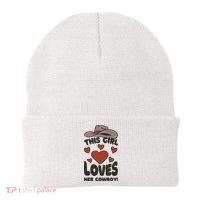 This Girl Loves Her Cowboy Cute Girlfriend Beanie thumb 0