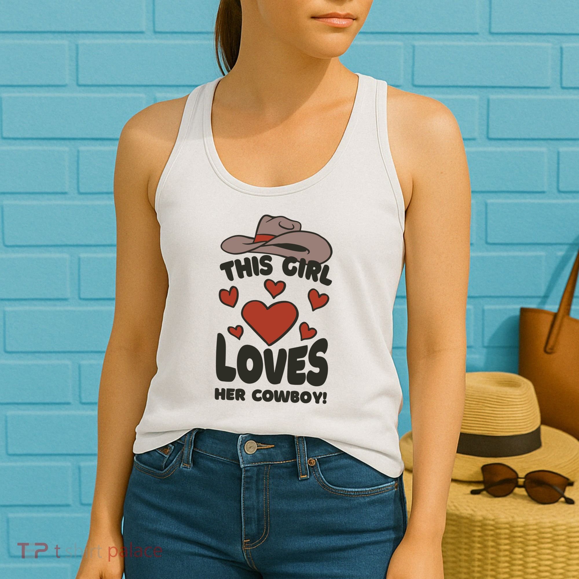 This Girl Loves Her Cowboy Cute Girlfriend Women's Tank Top