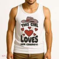 This Girl Loves Her Cowboy Cute Girlfriend Tank Top thumb 3