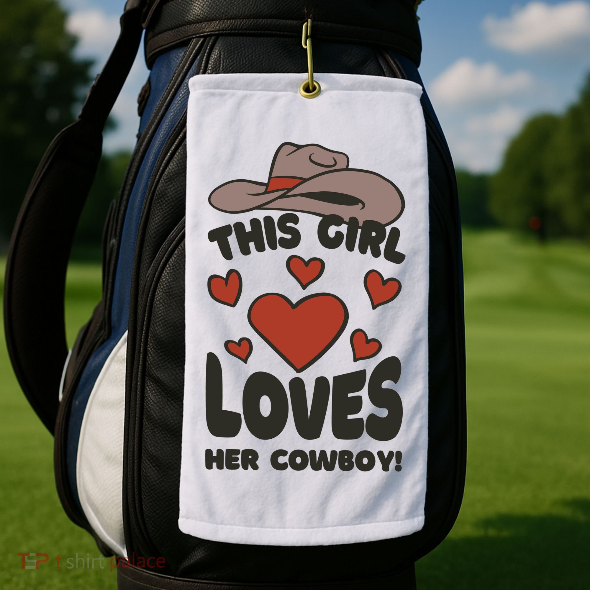 This Girl Loves Her Cowboy Cute Girlfriend Golf Towel
