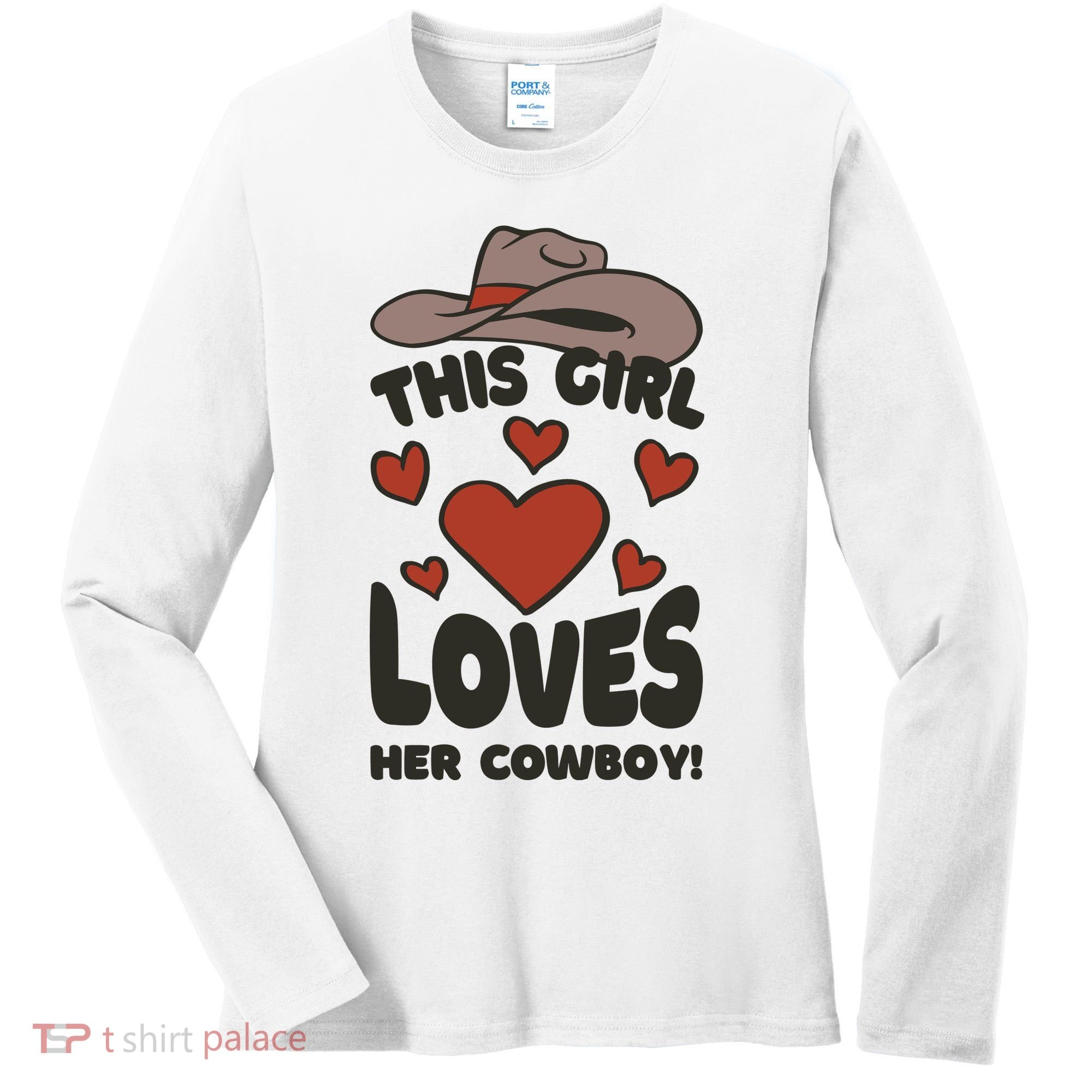 This Girl Loves Her Cowboy Cute Girlfriend Women's Long Sleeve Shirt