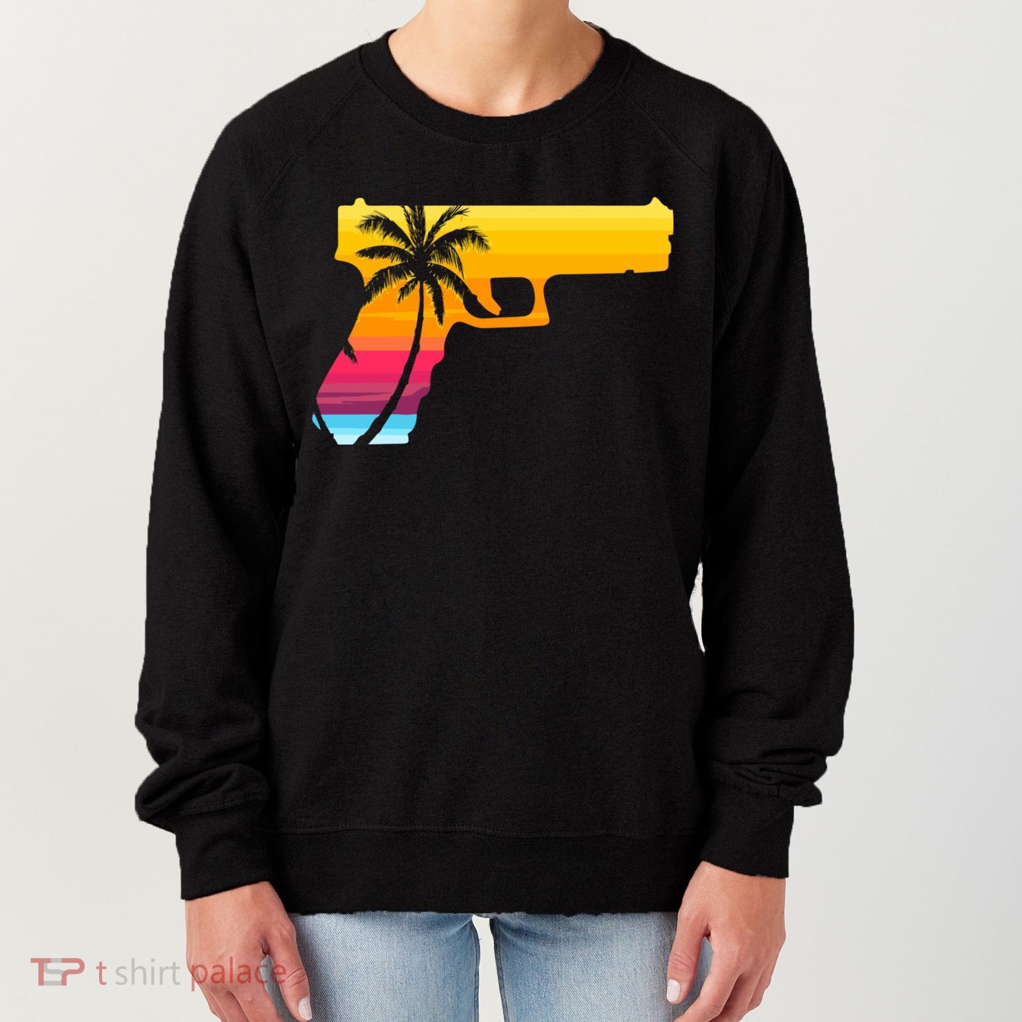 Tropical Gun Lover Firearm Beach Cute Hawaiian Gift Aloha Women's Sweatshirt
