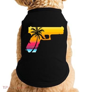 Tropical Gun Lover Firearm Beach Cute Hawaiian Gift Aloha Doggie Tank