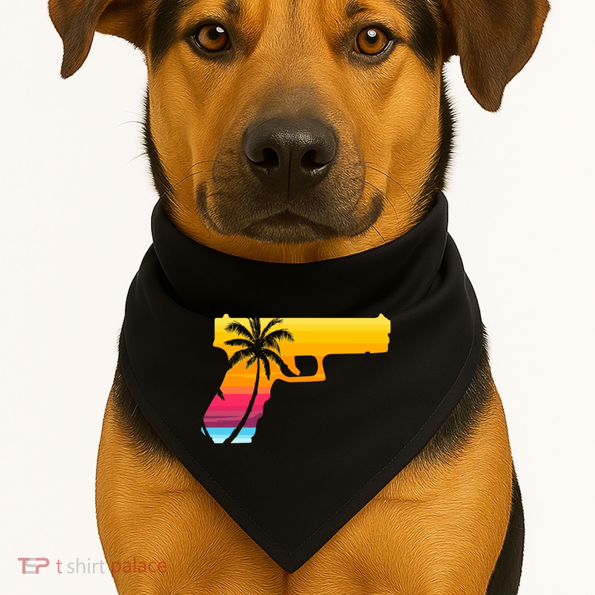 Tropical Gun Lover Firearm Beach Cute Hawaiian Gift Aloha USA-Made Doggie Bandana